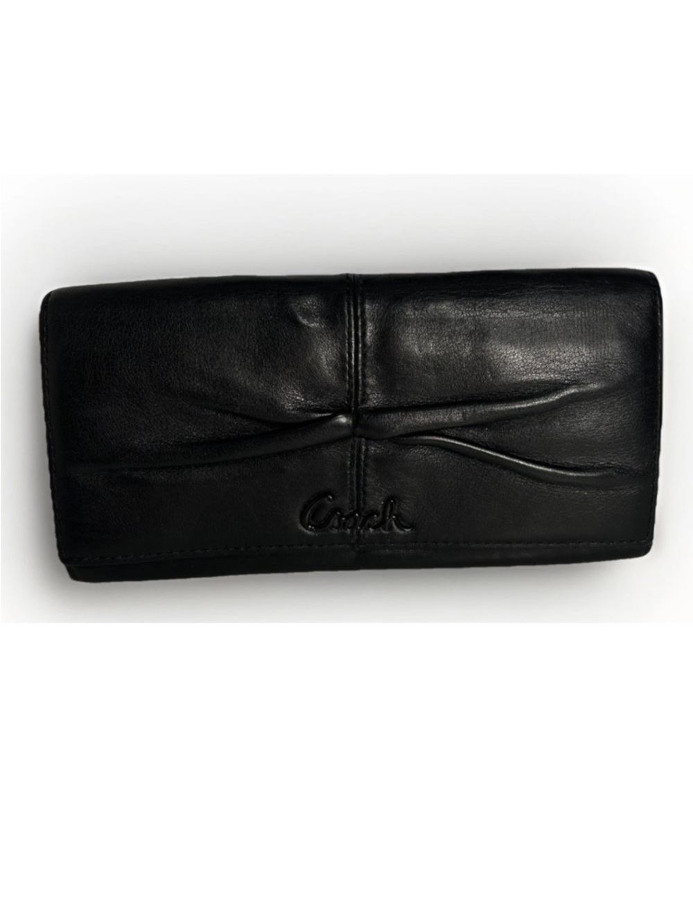 Y2K Coach Ashley Pleated Tri-Fold Wallet in Soft Leather  Black on Black